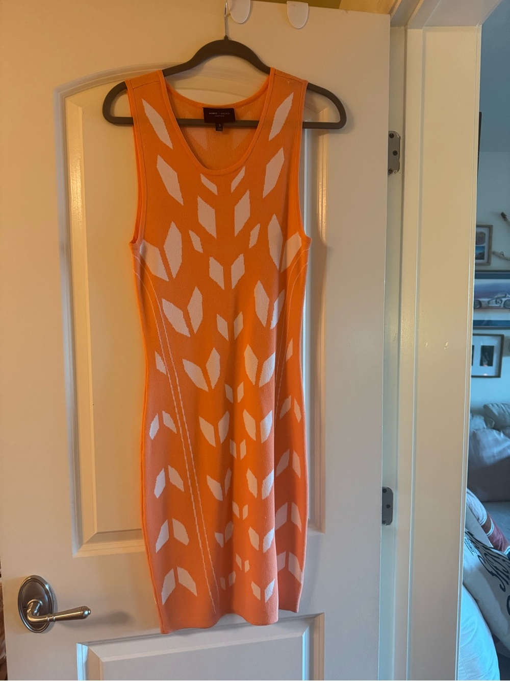 Romeo & Juliet Couture Orange and White Sleeveless Knit Mini Dress